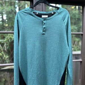 Teal Long Sleeve Henley Shirt